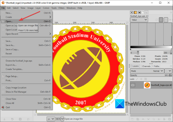 What is an EPS file? How to view and edit EPS file in Windows 11/10? gimp-view-and-edit-eps-file-windows-11-10.png