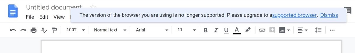 Notification says Google Docs is not supported in Microsoft Chromium Edge Google-Docs-error-in-Edge.jpg