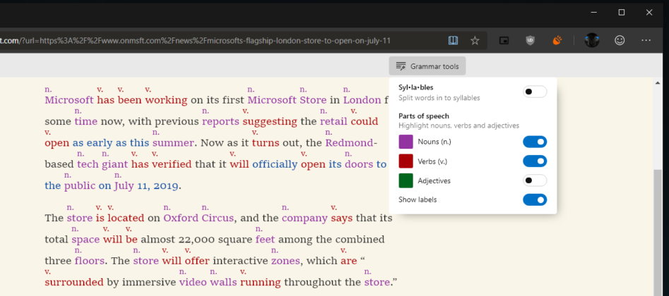 Microsoft updates Edge browser for Windows 10 with new feature Grammar-tools-2-947x420.png