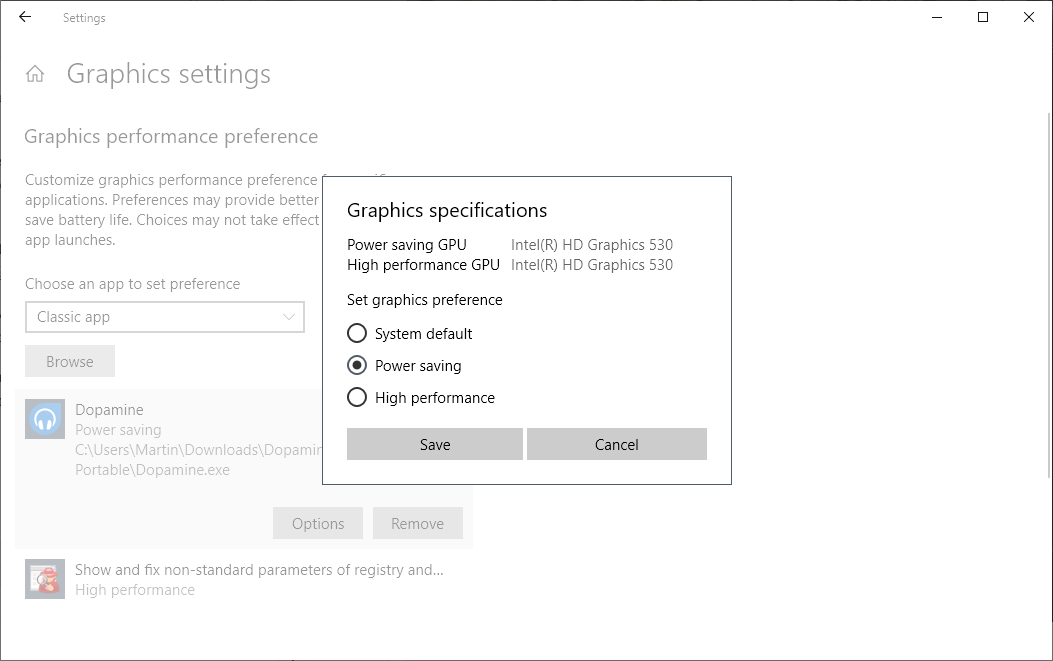 Assign graphics performance preferences to Windows 10 programs graphics-performance.png