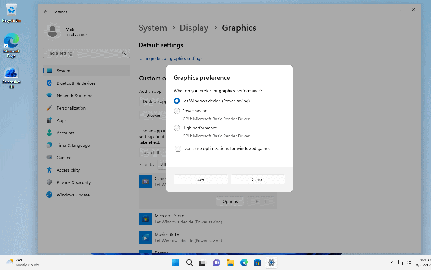 Windows 11 version 22H2: gaming changes graphics-preferences.png