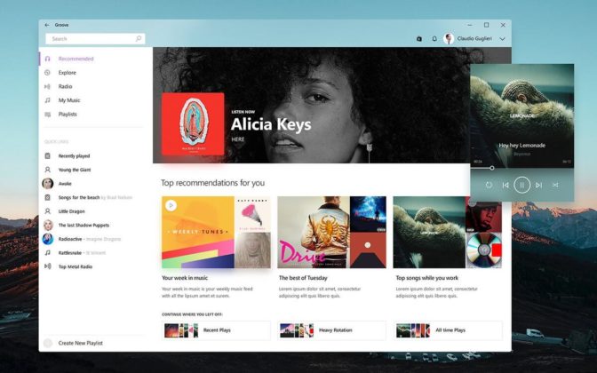 Concept shows off Groove Music with revamped design on Windows 10 Groove-Music-new-design-concept-672x420.jpg