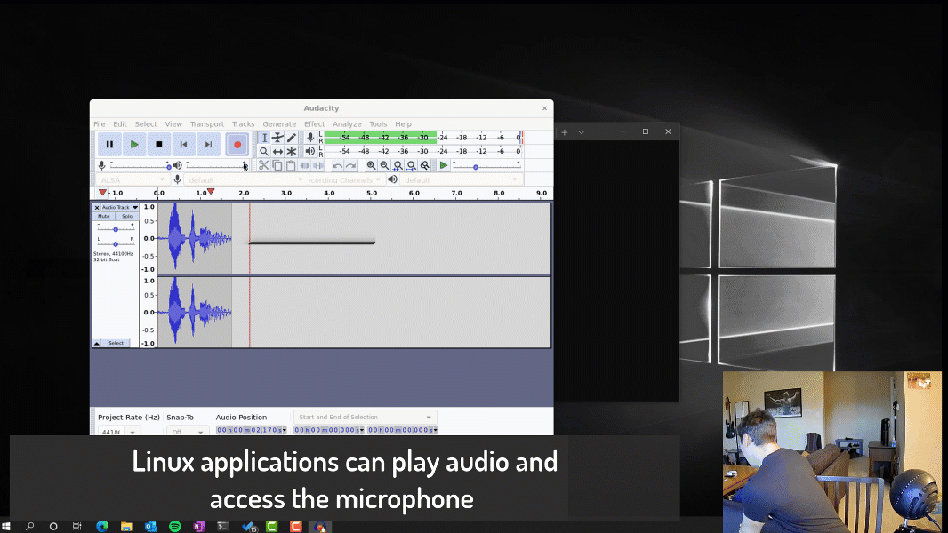 Preview of GUI app support available for Windows Subsystem for Linux GUIAppsBlogPostDemo-GIF3-Audio.gif