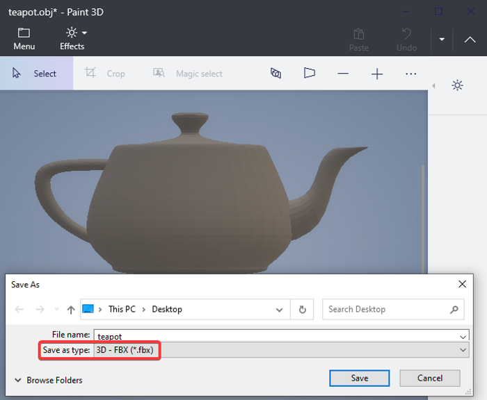 How to convert OBJ to FBX using Paint 3D in Windows 10 how-to-convert-obj-to-fbx-using-paint-3d-windows-10-4.png