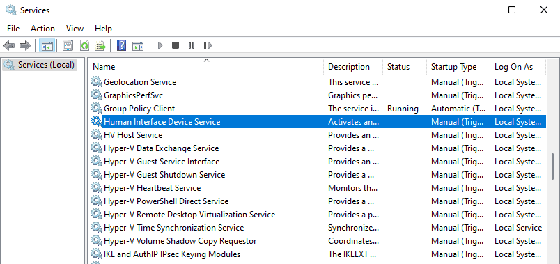 How to Fix USB Keyboard volume keys not working on Windows 11 human-interface-device-service.png