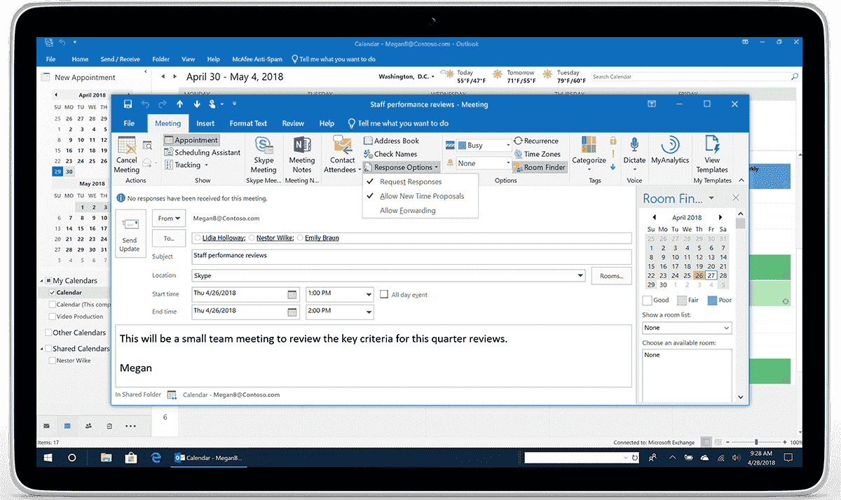 New features in Outlook mobile app for business Image-3-_Outlook_Calendar-No-forwarding-Megan_Tablet_m1.png