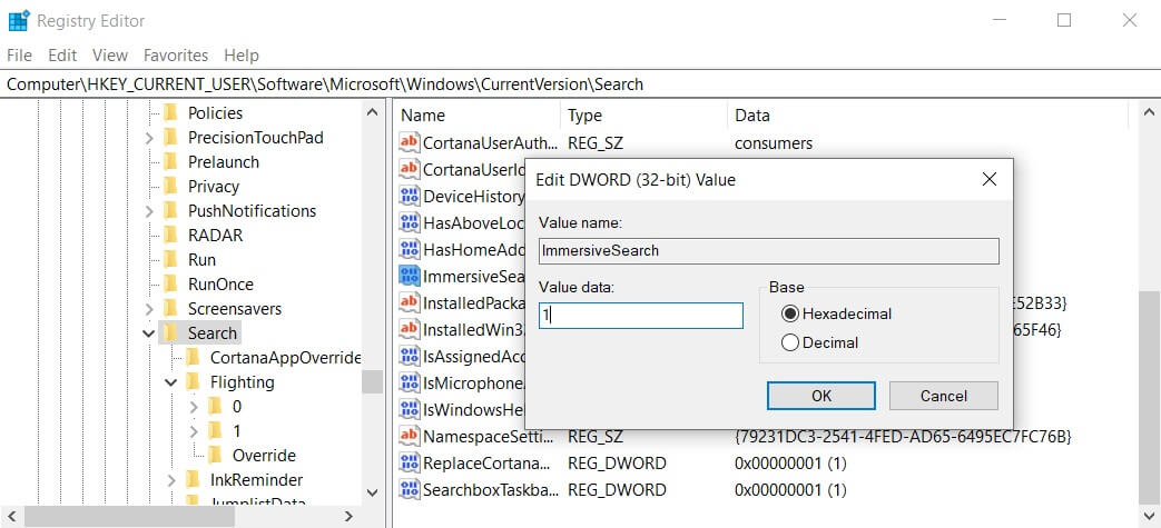 Windows 10’s hidden immersive search has rounded corners and more ImmersiveSearch-value.jpg