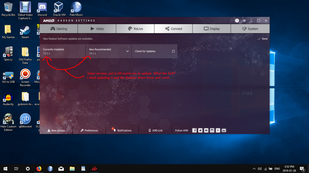 My laptop's Radeon driver keeps saying it needs to update despite me having the latest driver? index.png