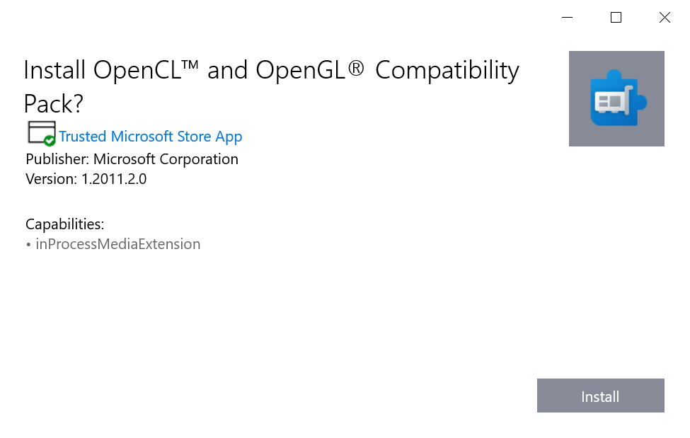 Windows 10: OpenCL and OpenGL Compatibility Pack released by Microsoft install-opencl-opengl-compatibility-pack.png