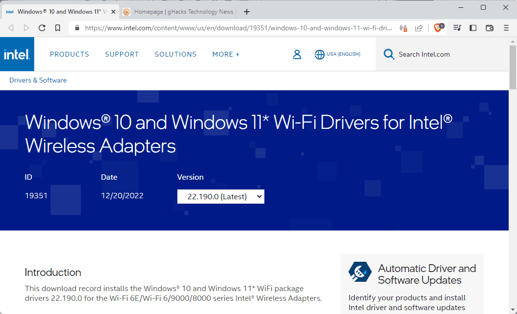 Intel's latest wireless and Bluetooth drivers fix a crash and performance issues intel-driver-updates-december-2022.png