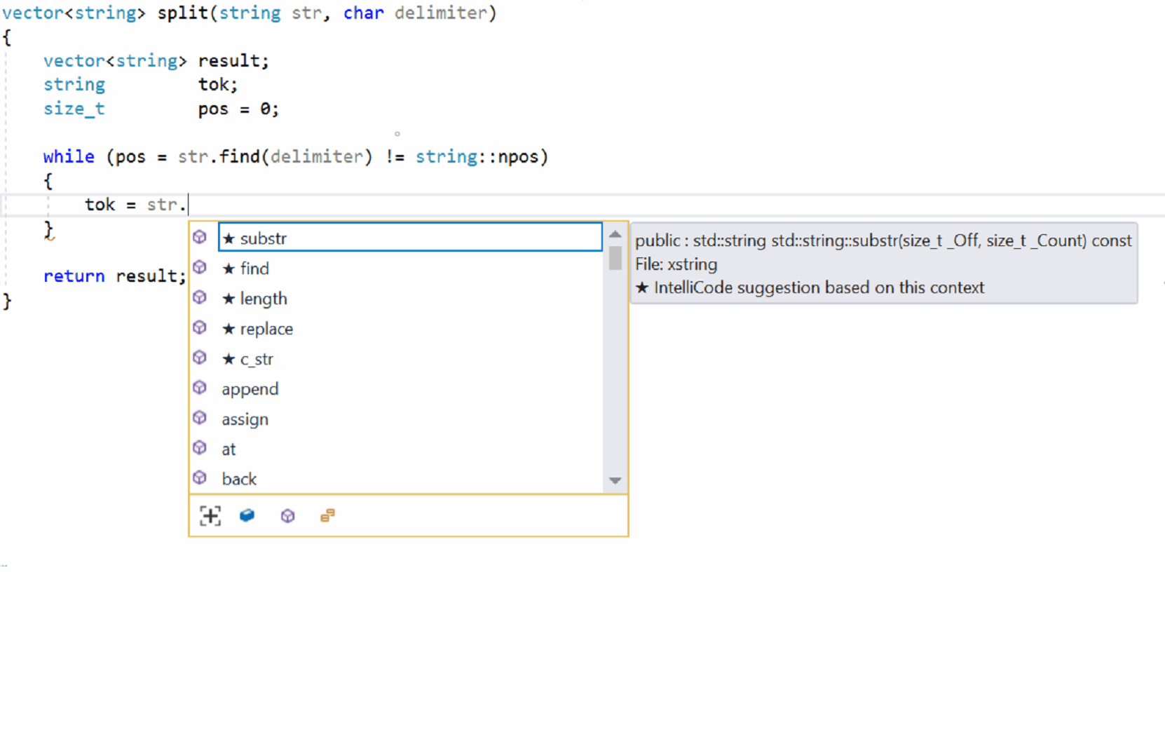 Announcing general availability of Visual Studio IntelliCode intellicode-csharp.gif