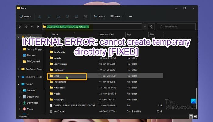 INTERNAL ERROR: Cannot create temporary directory [Fixed] INTERNAL-ERROR-cannot-create-temporary-directory.jpg