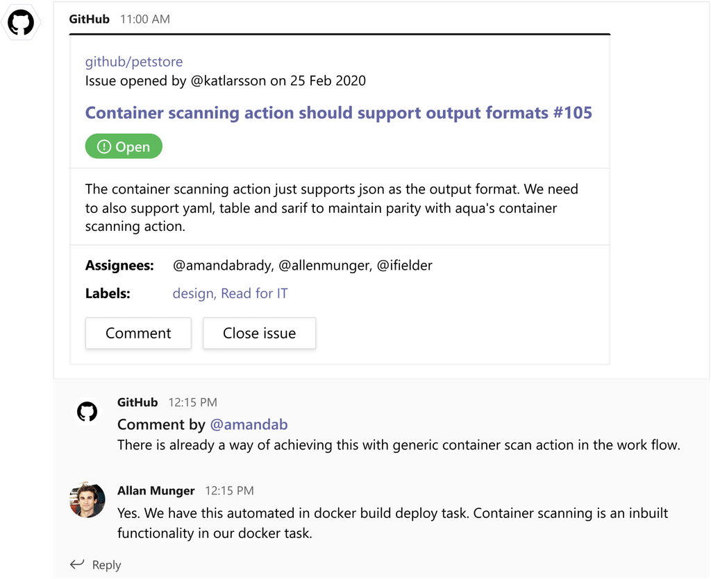 Announcing the GitHub integration with Microsoft Teams issue-opened.png
