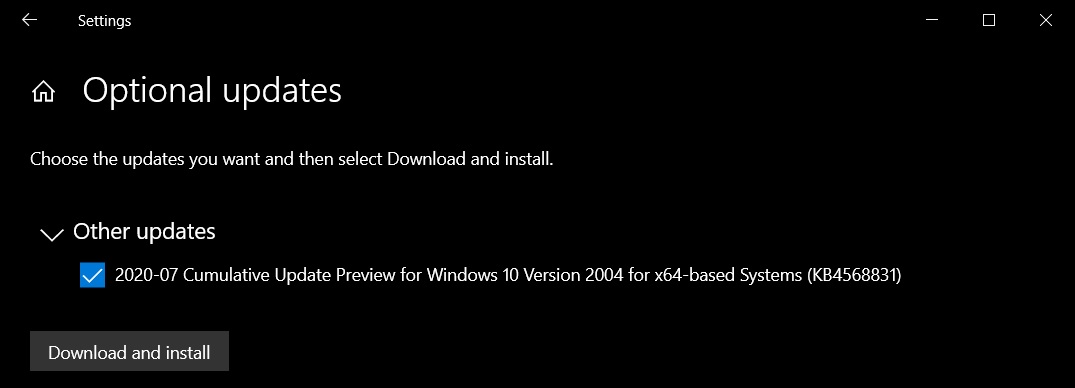 Windows 10 Build 19041.423 is now available, download offline installers July-optional-update.jpg