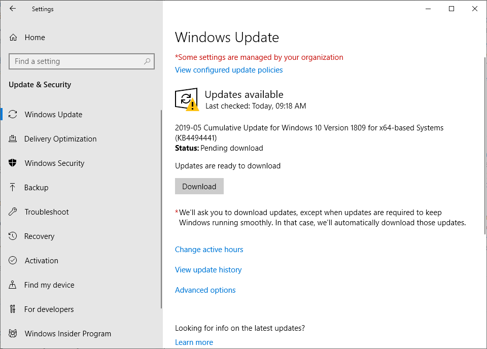 KB4494441 for Windows 10 version 1809 may install twice KB4494441-installs-twice.png