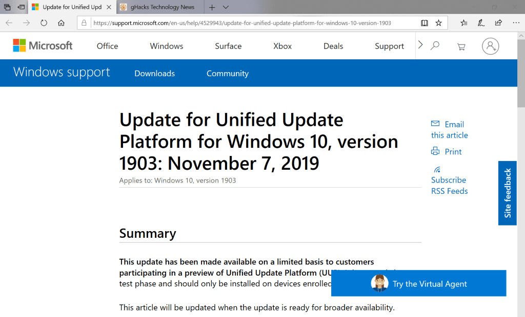 Microsoft rolls out Unified Update Platform preview update KB4529943 kb4529943.png