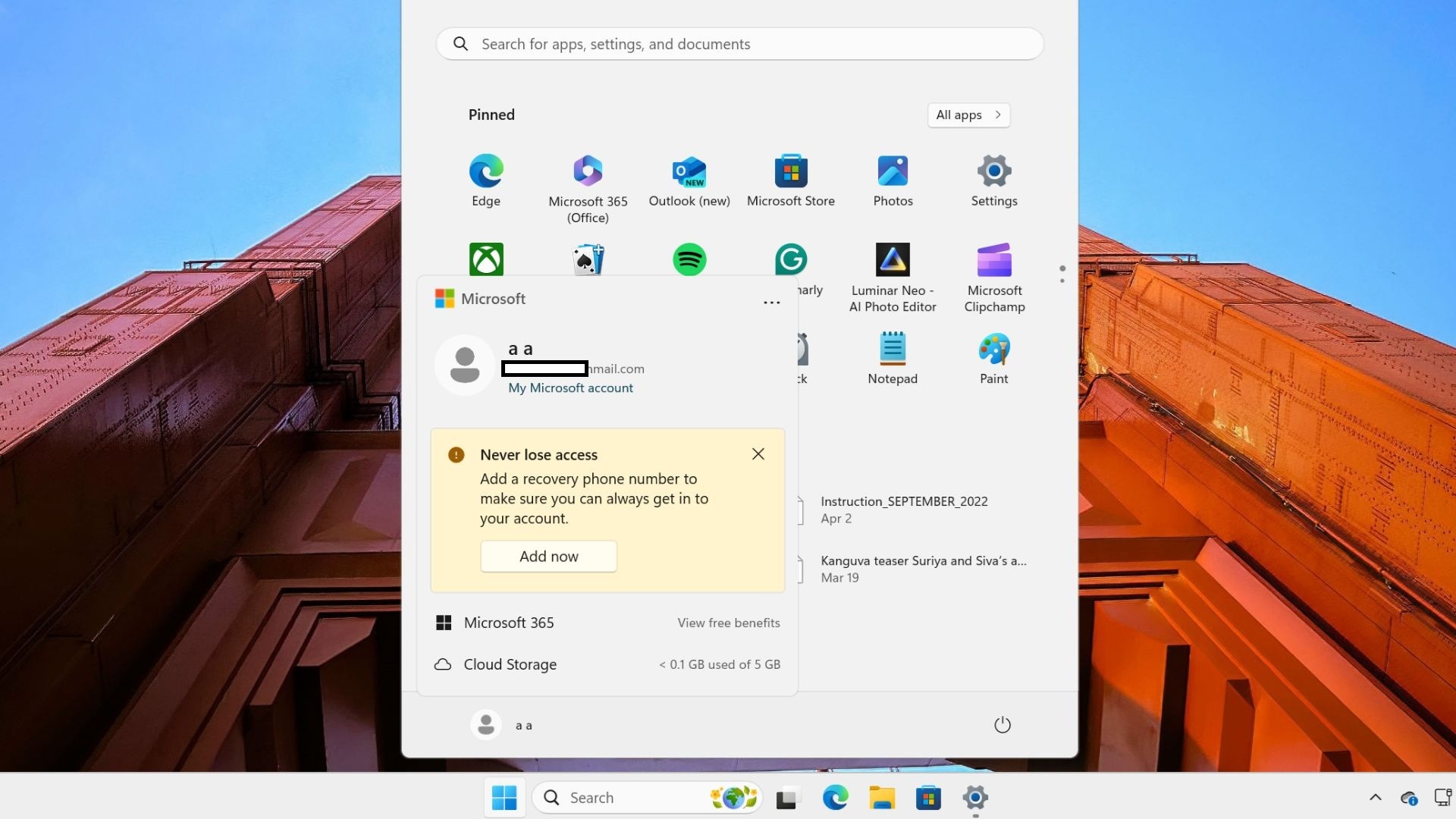 Windows 10’s Start menu design is changing to make room for Microsoft 365 KB5040529-with-new-account-manager-in-Start-menu.jpg