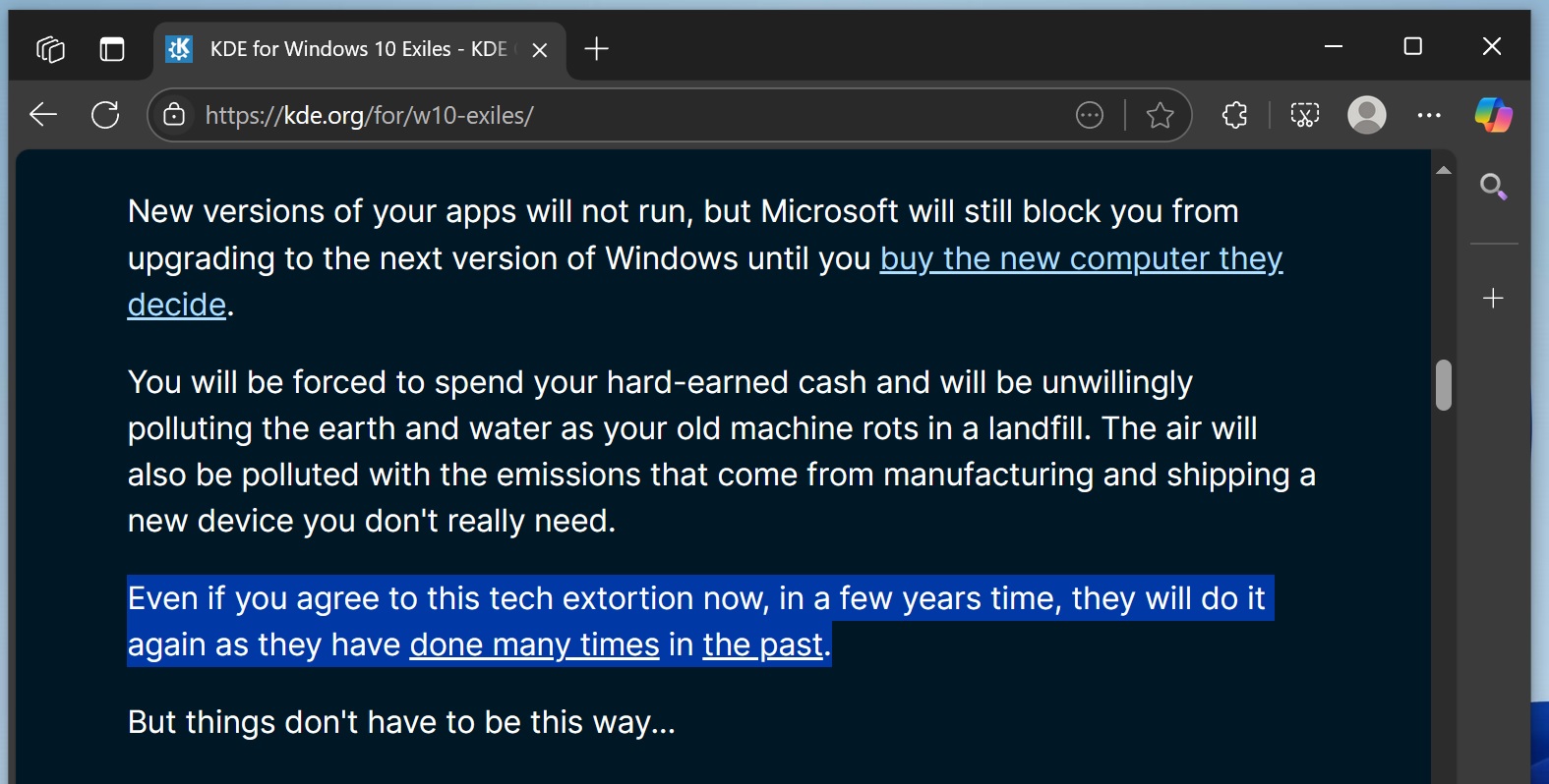 KDE’s overdramatic campaign urges Windows 10 users to get Linux over Windows 11 KDE-for-Windows-10-Exiles.jpg