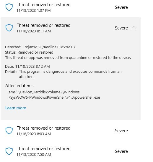 Помогите избавиться от Trojan:MSIL/Redline.CBYZ!MTB KdUJw16a6%2fHZnZCviSGcaMc32ZFa7QxQJj1Pms64lzlG0VL2%2fpYeQQHMV5MuXJFWuh2XyIKTqtFaHAf1NnSw3DiUc%3d.jpg