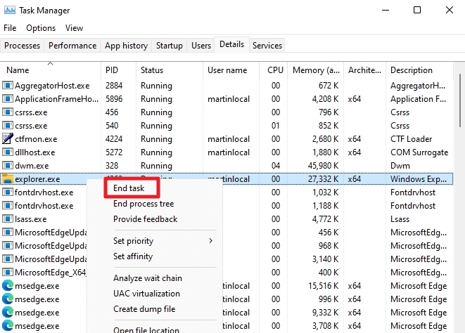 Windows 11 Taskbar not hiding? Here is a fix! kill-explorer-process.png