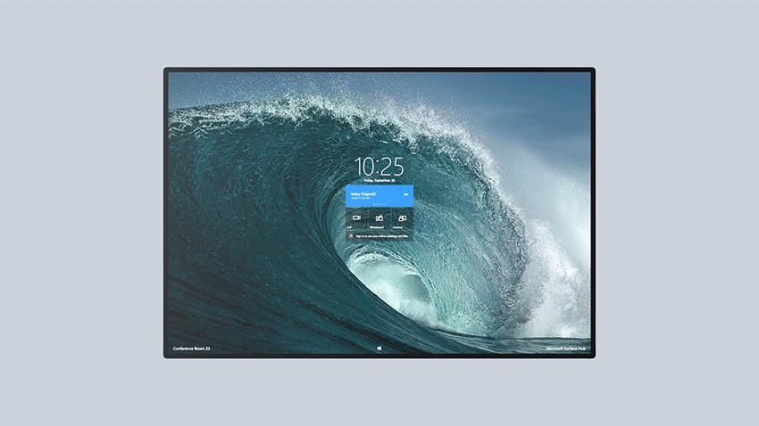How do I access the settings app on Surface Hub 2S large?v=1.gif