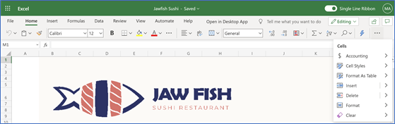 Simplified Ribbon is now available in Excel for the web large?v=1.png