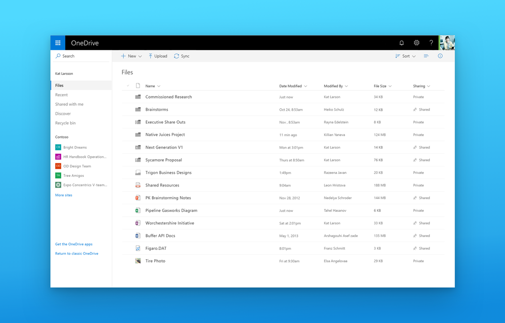 New Fluent Design and Intelligent features coming to OneDrive for Web large?v=1.png