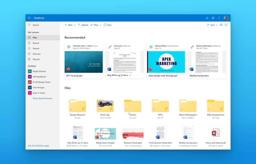New Fluent Design and Intelligent features coming to OneDrive for Web large?v=1.png