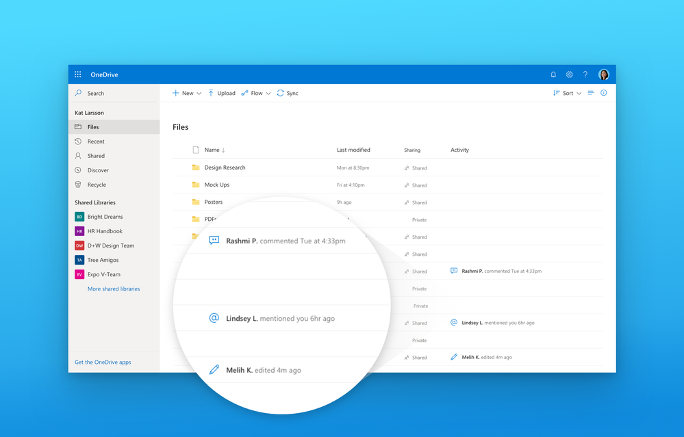 New Fluent Design and Intelligent features coming to OneDrive for Web large?v=1.png