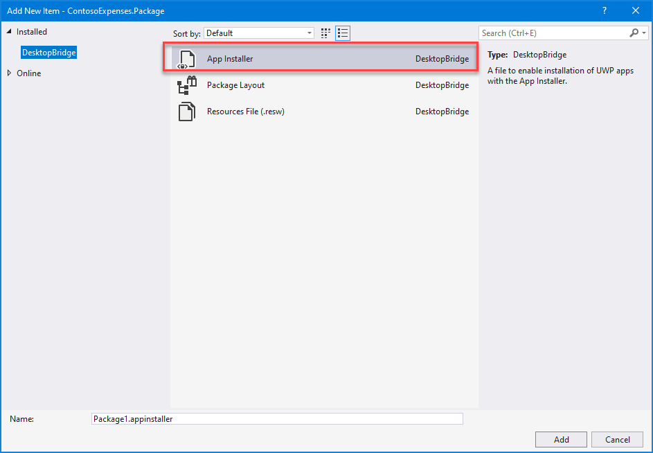 Microsoft introduces new App Installer template in Visual Studio 2019 large?v=1.png