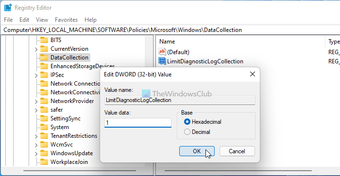 How to limit Diagnostic Log Collection in Windows 11/10 limit-diagnostic-log-collection-1.png