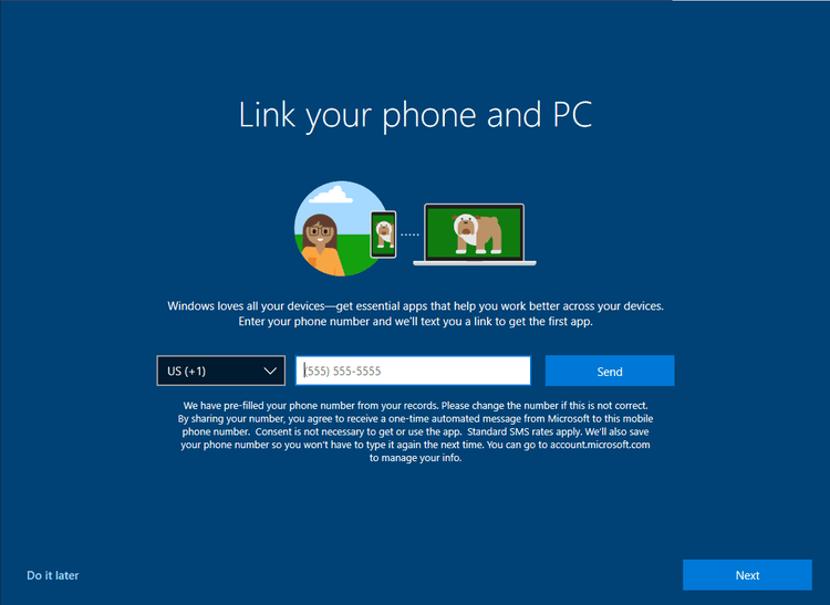Windows 10 1903 may display Let's make Windows even better prompt link-your-phone.png