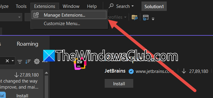 Visual Studio crashing on startup in Windows 11 manage-vs-code-extension.png