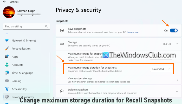 Change Maximum Storage Duration for Recall Snapshots in Windows 11 maximum-duration-recall-snapshots-settings-app.png