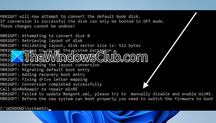 MBR2GPT Failed to update reagent.xml on Windows computer MBR2GPT-Failed-to-update-reagent.png