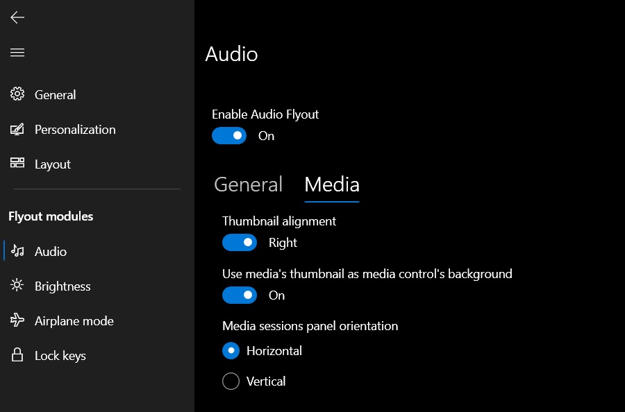 New Microsoft Store app brings modern flyouts to Windows 10 Media-controls-setting.jpg