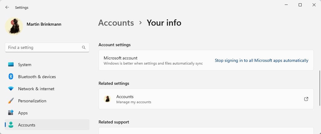 Fix Microsoft account "is already here" error on Windows 11 and 10 devices microsoft-account-to-local-account.png