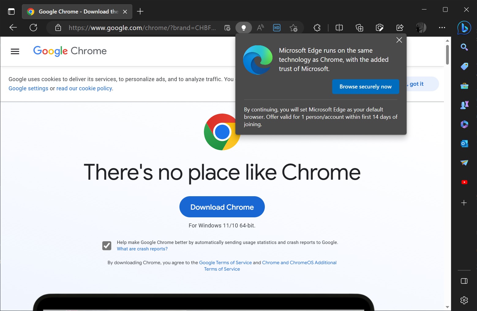 Microsoft will pay you if you use Edge instead of Chrome on Windows 11, Windows 10 Microsoft-Edge-ad-Chrome.jpg