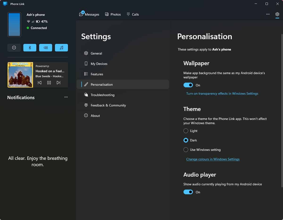 Microsoft renames Your Phone Companion app to Phone Link, and overhauls its interface Microsoft-Phone-Link-app-Personalization.jpg