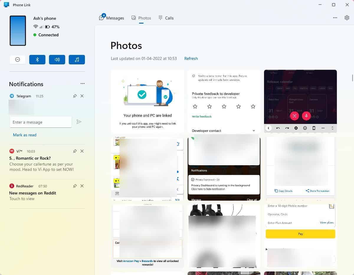 Microsoft renames Your Phone Companion app to Phone Link, and overhauls its interface Microsoft-Phone-Link-app-Photos-tab.jpg