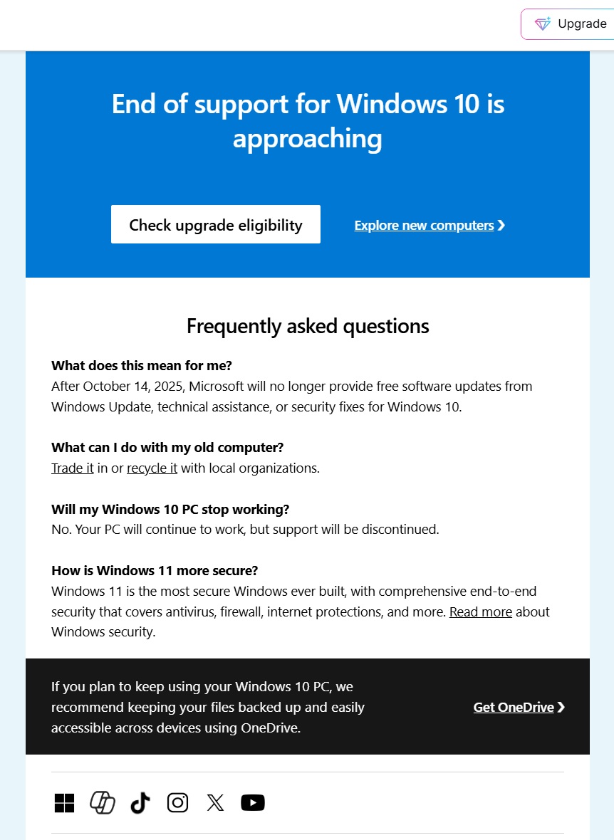 Microsoft emails Windows 10 deadline warning, urges Windows 11 upgrade microsoft-reminder-email-about-windows-10.jpg
