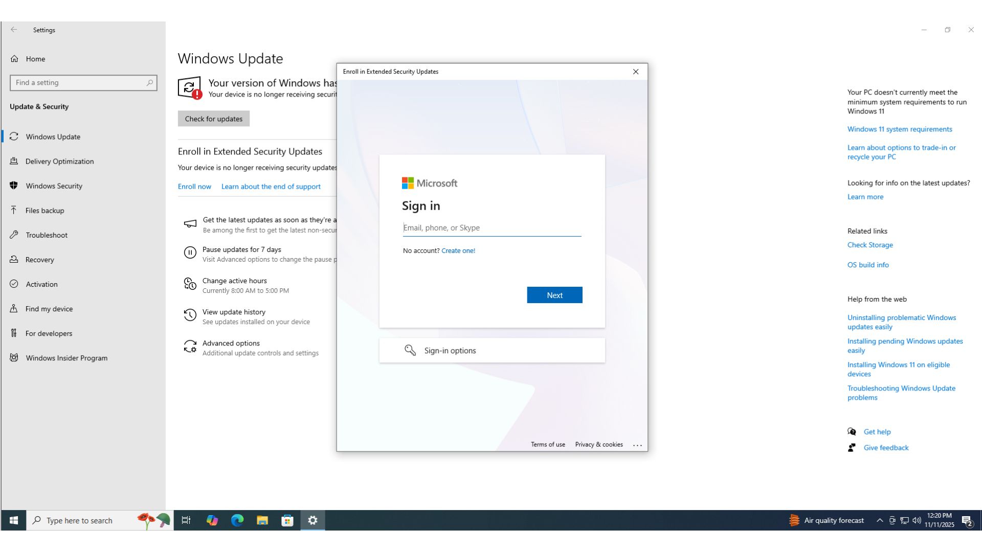 How to sign up for Windows 10 ESU, now rolling out Microsoft-shows-Sign-in-option-to-continue-to-Enroll-in-Windows-10-ESU.jpg