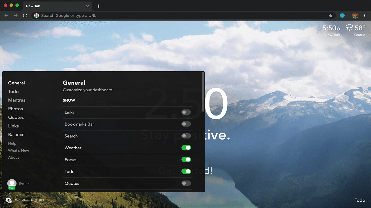 Momentum browser extension adding Microsoft To-Do integration microsoft-to-do-integration-3.gif