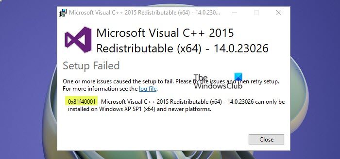 Fix 0x81f40001 Microsoft Visual C++ error on Windows 11/10 Microsoft-Visual-C-error-0x81f40001.jpg