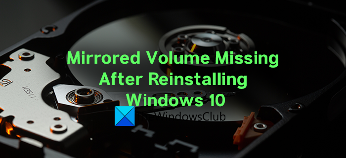Fix Mirrored Volume missing after reinstalling Windows 10 Mirrored-Volume-Missing.png