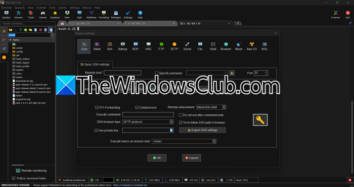 Access VM remotely through PuTTy or MobaXterm mobaxterm-ssh.png