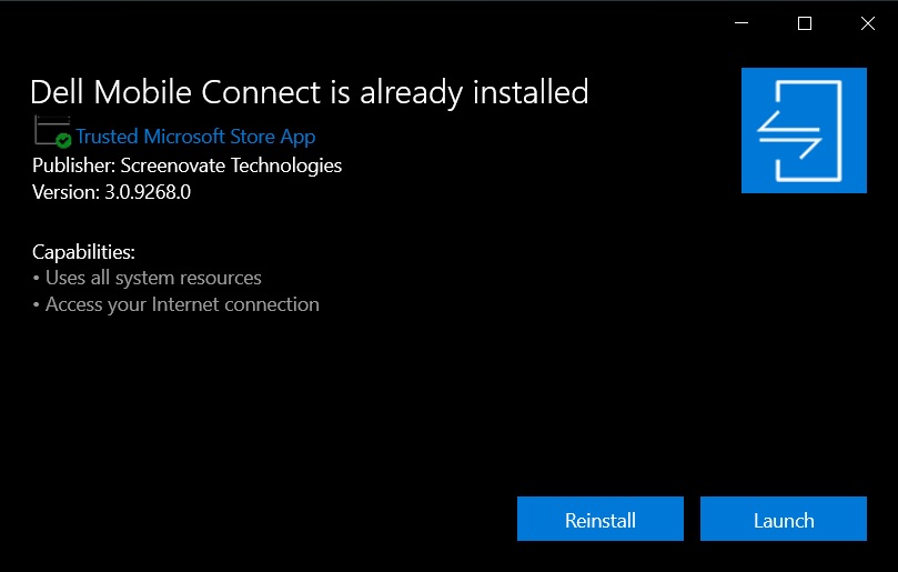 You can run Dell Mobile Connect on any Windows 10 PC Mobile-Connect-app.jpg