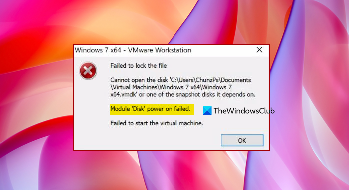 Failed to lock the file, Module Disk power on failed on VMWare Module-disk-power-on-failed.png