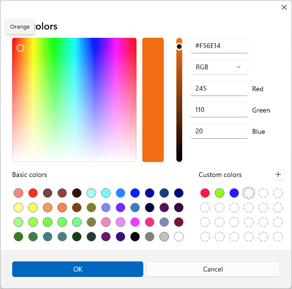 Paint app update for Windows 11 Insiders brings new dialog boxes for Edit Colors, Resize... MS-Paint-color-name-display.png