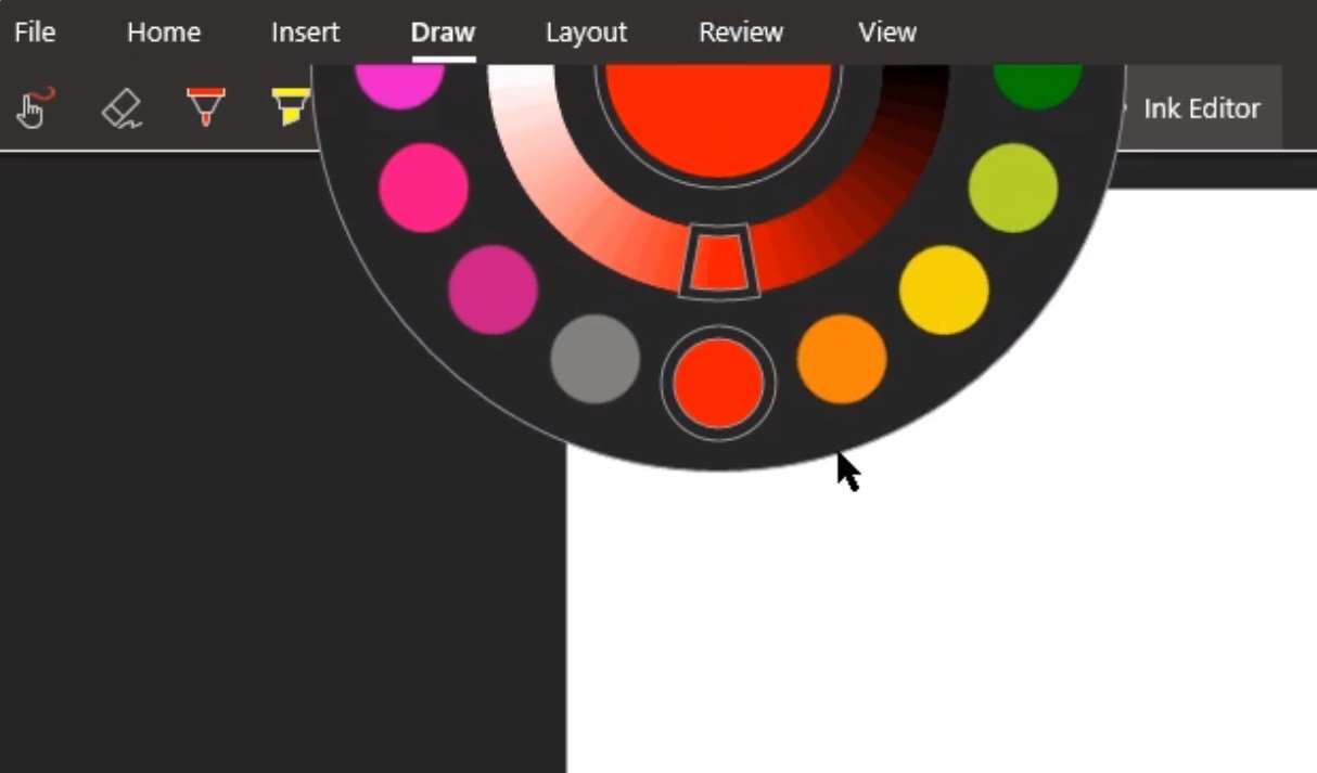 Microsoft is testing radical ink color picker in Word Mobile on Windows 10 MS-Word-color-picker.jpg